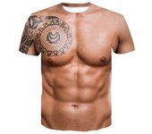 Camiseta Muscle Tattoo Print Camiseta Hombre Manga Corta Impresión Digital 3D mejor regalo mejor regalo B XL
