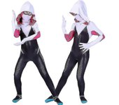 Lequeen 4-10 Años Niños Niñas Spider Gwen con Máscara Cosplay Mono DisfrazCarnaval 7-8 Years