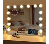 Hollywood Mirror Maquillaje USB con luces encendidas 10 bombillas 3 modos de iluminación Espejo cosmético montado en la pared de mesa