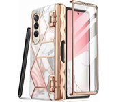 Estuche lason Cosmo Series para Samsung Galaxy Z Fold 4 Case 5G con portalápices (2022), estuche protector delgado y elegante de mármol