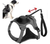 2 en 1 sin arnés de perro sin tirón correa retráctil para perros, arnés reflectante para perros de servicio, chaleco ajustable para perros con mang...