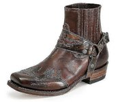 Botas occidentales para hombres Botas bordadas vintage Botas cortas bordadas de punta cuadrada Negro 43