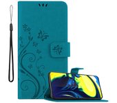 Funda protectora Samsung Galaxy A80 / A90 4G - con estampado floral y ranura para tarjetas FLORAL TURQUESA