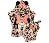 Vanilla Underground Disney Girls Poncho Toalla y 1 pieza Traje de Baño Set Pink Minnie Mouse Rosa 4-5 Years