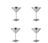 Juego de copas de martini de acero inoxidable de 4, copas de cóctel de metal de 8 oz, irrompibles, duraderas, espejo plata