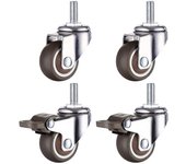 M8 Vástago roscado de goma de servicio pesado Giratorio Caster para carro de mano, mesas de trabajo, ruedas de muebles, 1,5 pulgadas, diámetro de l...