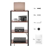 Succebuy Soporte multimedia AV de 4 niveles, soporte de TV de esquina, estantes de madera ajustables en altura para reproductores de DVD/decodifica...