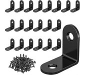 2024, Paquete De 20 Conectores Angulares Ángulo De Metal Negro 90 Grados 30 X 30 Mm Ángulo Pequeño De Acero Inoxidable Con Soporte De Tornillo Mueb...