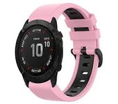 Watch Parts Para Garmin Fenix 6X 26mm Correa de reloj deportiva de silicona de dos colores Rosa-negro