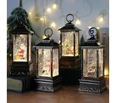 Linterna giratoria de agua con purpurina navideña - Bola de nieve LED a pilas para interiores - Árbol de Navidad con niños, decoraciones, adornos -...