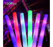 100 palos luminosos LED, palos de espuma iluminados, palos de espuma intermitentes de múltiples colores para fiestas, conciertos, bodas