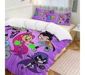 juego de cama SX592 Teen Titans Go Juego de cama de 3 piezas cálido y cómodo funda nórdica suave con 1 funda nórdica y 2 fundas de almohada para el...