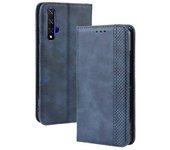 Compatible con Huawei Nova 5T Funda de cartera de cuero PU con cierre magnético Patrón vintage con ranuras para tarjetas Azul