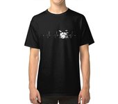 RockShark Camiseta Drums Heartbeat Music Drummer negro L