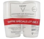 Vichy 48H Desodorante Antitranspirante Pieles Sensibles o Depiladas Roll-on 2 x 50ml