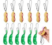 Peanut Peas Fidget Toy Bean Keychain Set 6 Pea Keychain Verde 12 Piezas