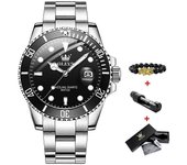 OLEVS Reloj de cuarzo genuino para hombre Reloj deportivo impermeable de acero inoxidable Reloj de pulsera de reloj de fecha automático de lujo Rel...