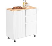 SoBuy Cocina Isla Carro de Cocina Armario de Cocina Aparador,FKW124-WN Blanco y natural