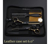Japón Tijeras para el cabello 5.5 6.0 Tijeras de peluquería profesional Adelgazamiento Barbero Tijera Set Corte de pelo Tijera Tijera Cizalla Caso ...