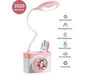 Lámpara de escritorio para niños, lámpara de lectura amigable para los ojos con soporte para bolígrafo, lámpara de mesa recargable USB, lámpara de ...