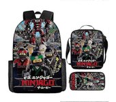 Ninjago Movie 3pcs/set Mochila Bolso de hombro Estuche de lápices Mochila escolar para estudiantes Regalo para niños -Sy