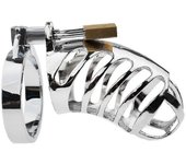 Nuevos dispositivos de castidad masculina Jaula de pájaros de acero inoxidable Cerradura Co-ck con Tube_Feb