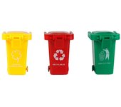 SIJIALI Bote de basura de juguete de 3 piezas ABS portátil de colores brillantes para niños Botes de basura de camiones de basura Accesorios de tir...