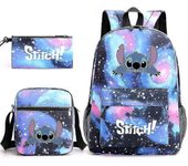 3 piezas/juego Lilo Stitch Mochila Regalos para niños Mochila escolar Mochila de viaje Bolsa de almuerzo-i Z Azul estrella