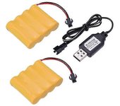 unbrand 2 piezas 4.8V 700mAh Ni-Cd AA Paquete de baterías SM-2P recargable enchufe para juguetes de coche RC NUEVO