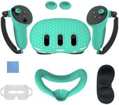 Conjunto de accesorios Vr de 7 piezas para Oculus / meta Quest 3, cubierta protectora de auriculares frontales, cubierta de empuñaduras del control...