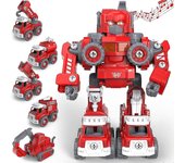 5 en 1 Juguetes de bomberos Juguetes de construcción para niños, Transformar juguetes robóticos Vehículos de construcción educativos Regalo de jugu...