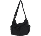 Bolso mensajero de lona Bolso bandolera Hobo grande con múltiples bolsillos Bolso casual para mujeres y hombres Azul claro