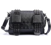 Bolso de hombro con estampado de calavera de mujer Pu Leather Gothic Bolso de hombro Bolso de calavera Cartera larga con cadena