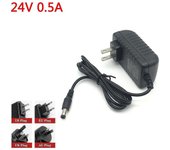 24v 500ma Nuevo adaptador convertidor de CA 100V-240V Dc 24v 0.5a 500ma Fuente de alimentación Enchufe de la UE CC 5.5mm x 2.1mm -2.5mm-hy US