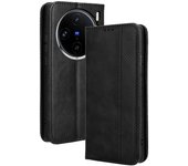Para vivo X100 Pro 5G Case Flip Wallet Retro Leather Flip Phone Cover Cierre Magnético - Negro Multicolor Black