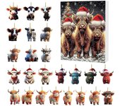 Calendario de Adviento de Navidad 2024 24 días de Navidad Calendario de Adviento con adorno navideño de vaca Colgantes de vaca Calendarios de cuent...