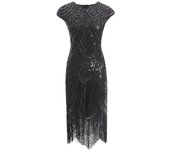 1920's Great Gatsby Costume Peaky Blinders Cocktail Party Dress Negro M
