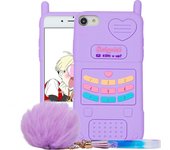 Heyone Funda de silicona para iPhone SE 2022/2020/6/6S/7/8 con cubierta de llavero Pom Pom, linda caricatura 3D Diseño kawaii de moda Cool Unique C...