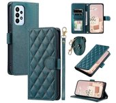 Para Samsung Galaxy A33 5G Funda de cuero Rhombus Grid Phone Cover con soporte para billetera - Rojo Verde