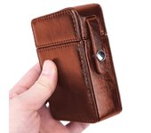 Estuche de cigarrillos de cuero PU Estuche de almacenamiento antiarañazos Soporte para encendedor de bolsa de tabaco Negro