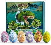 Bombas de baño 100% nuevas para niños con juguetes sorpresa de dinosaurios de 6 piezas en el interior, baño de burbujas orgánico y natural Fizz Spa...
