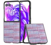 Para funda Motorola Razr 50 Ultra 5G Funda de teléfono PC recubierta de cuero con textura a cuadros Púrpura