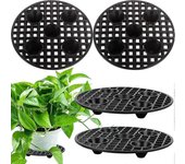 Elevador de macetas a nivel de planta de 4 piezas, soporte para plantas de alta resistencia, soporte para macetas de plantas redondas negras