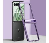 Para Motorola Razr 50 Ultra 5G Clear Case Bisagra Diseño de galvanoplastia PC cubierta de teléfono de PC Púrpura