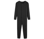 Hombres Manga Larga Mono de una pieza Pijama Ropa de dormir Playsuit Ropa de noche Negro M