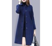 abrigo de lana Mujer' s Chaqueta de lana larga de otoño de estilo británico Traje de lana femenino Chaqueta de invierno Mujer Abrigo Mujer azul M