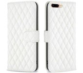 Compatible con iPhone 8 Plus / 7 Plus Funda de teléfono de billetera de cuero PU de lujo con cubierta de soporte para tarjetas Flip Kickstand Blanco