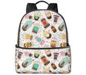 Linda mochila de dibujos animados con patrón de té de burbujas, mochila de viaje de gran capacidad, mochila para computadora portátil, mochila resi...