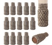 Mintian Paquete de 16 calcetines antideslizantes para patas de silla, patas de silla, patas de silla, patas de silla tejidas para proteger el piso