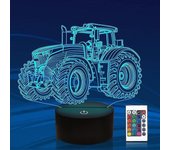 Wekity Truck 3d Illusion Lámpara de noche, Tractor 16 Cambio de color Iluminación de holograma regulable, Temporizador inteligente Juguete de carga...
